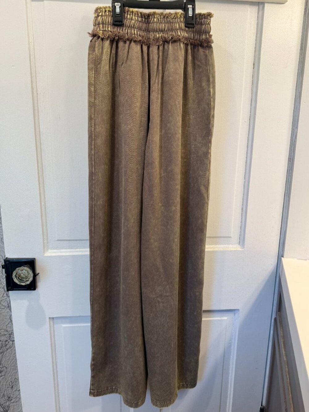 Zenana 100% Tencel Ash Mineral Wash Wide Leg Boho Flowy Pants NWT - Picture 7 of 12